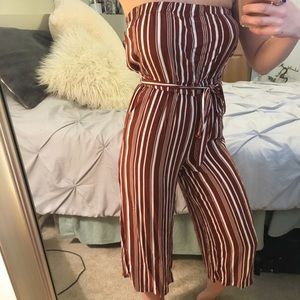 Maroon stripped jumpsuit